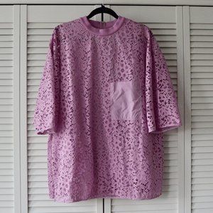 Tibi Floral Lace Tunic in Pink Lilac Size Large | Size Large